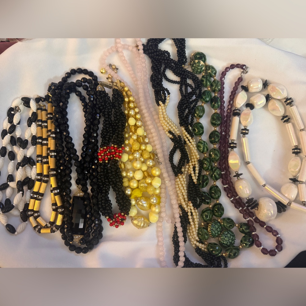 10 Elegant Multi-Color Beaded Necklace Set